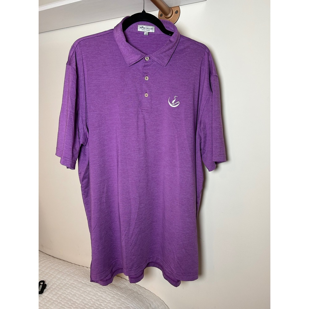 Peter Millar Mens XL Summer Comfort‎ Polo Shirt Purple Golf Embroidered